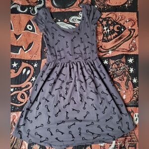 Grey And Black Velvet Key Scoop Neck Cut Out Back Dress Size S I Love H81